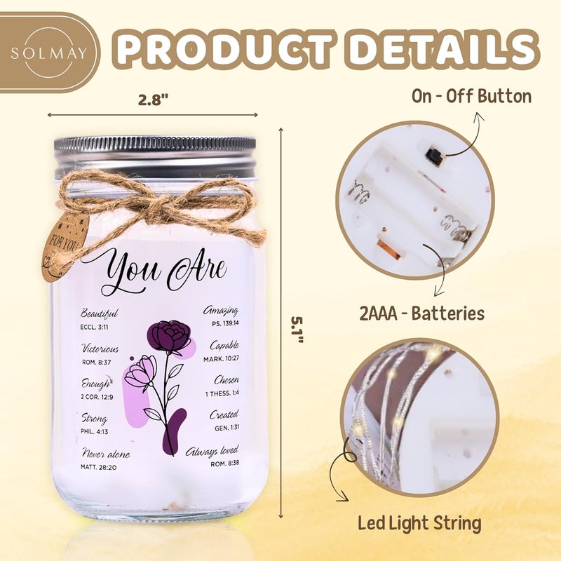 SOLMAY Birthday Gifts for Women – “You Are” Sentimental Mason Jar, Valentine Gift for Her, Best Friend or Girlfriend Gifts, Just Because or Romantic Keepsake, Ready to Gift - Image 3